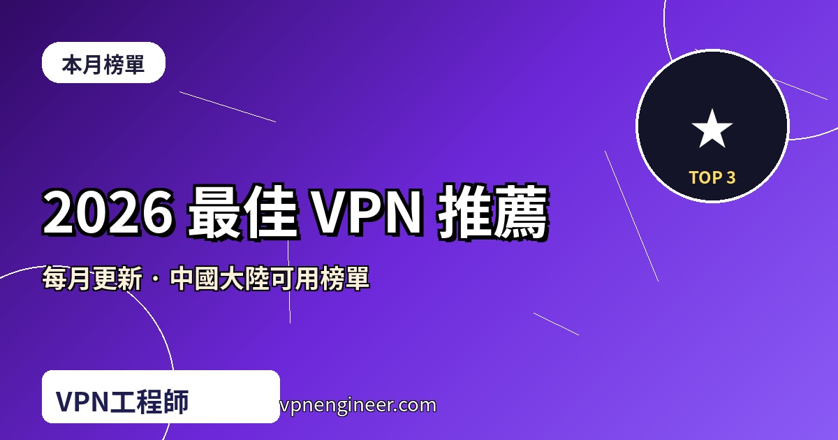 2026 最佳 VPN 推薦